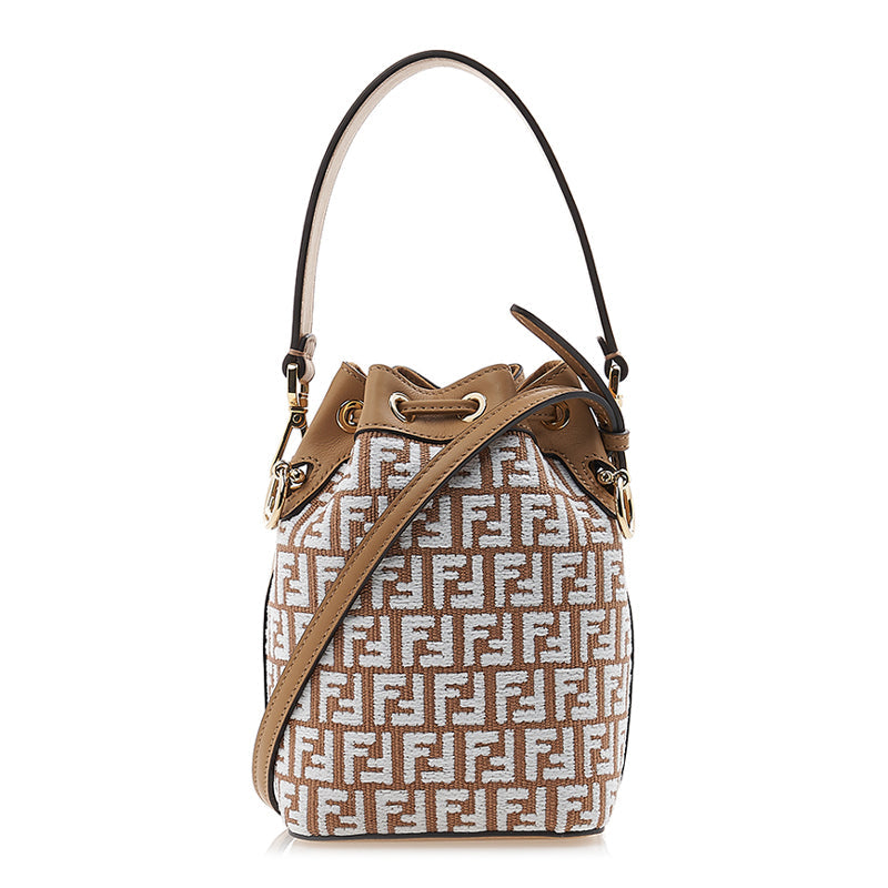 FENDI MINI MON TRESOR BOLSO BOMBONERA DE RAFIA Y CUERO