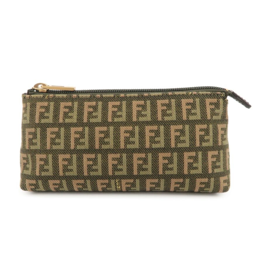 FENDI Zucca Canvas Leather Pouch Mini Bag Khaki Brown | Studio Nafay