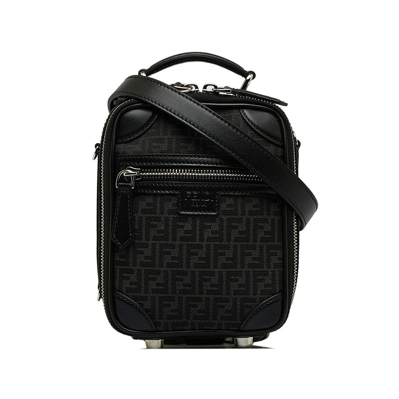 FENDI Bolso mini cruzado negro de lino y cuero 2WAY Negro