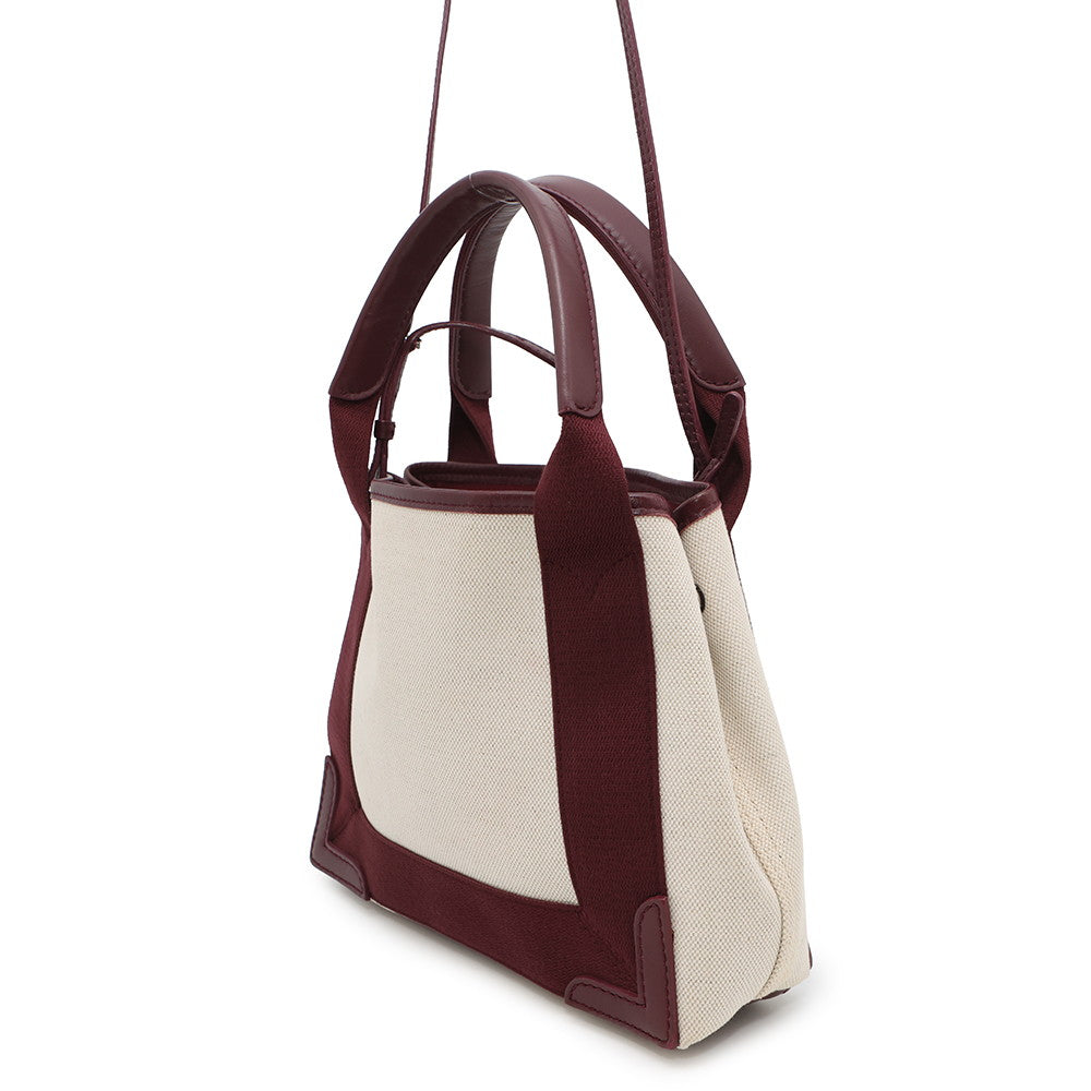 Balenciaga Navycabas Natural/burdeos390346 Lona Cuero Talla XS