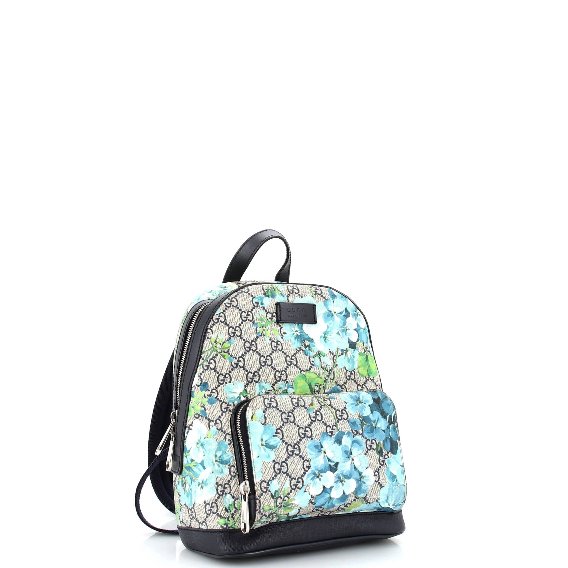 Zip Pocket Backpack Blooms Print GG Coated Canvas Pequeño