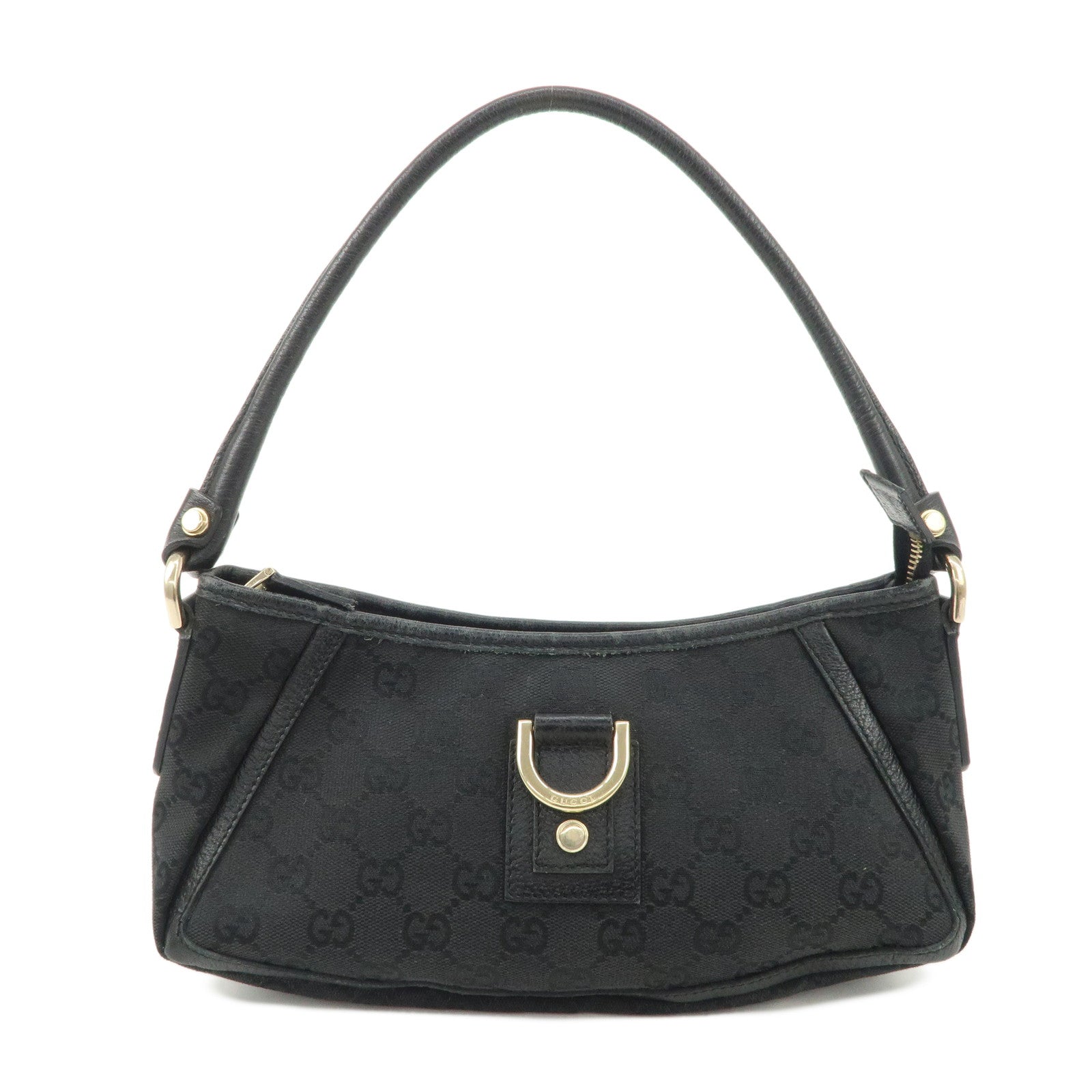 Gucci Abbey GG Bolso de hombro de lona y cuero Negro Herrajes dorados ...