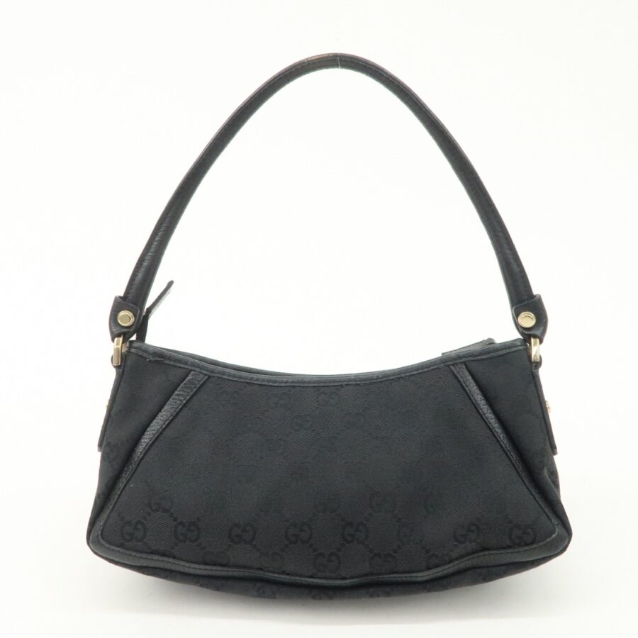 GUCCI Abbey GG Canvas Leather One Shoulder Bag Black Gold Hardware 130939 | Studio Nafay