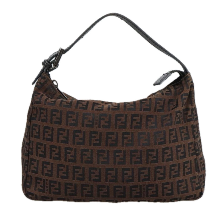 Fendi Zucchino Brown Canvas Clutch Cesta () | Studio Nafay