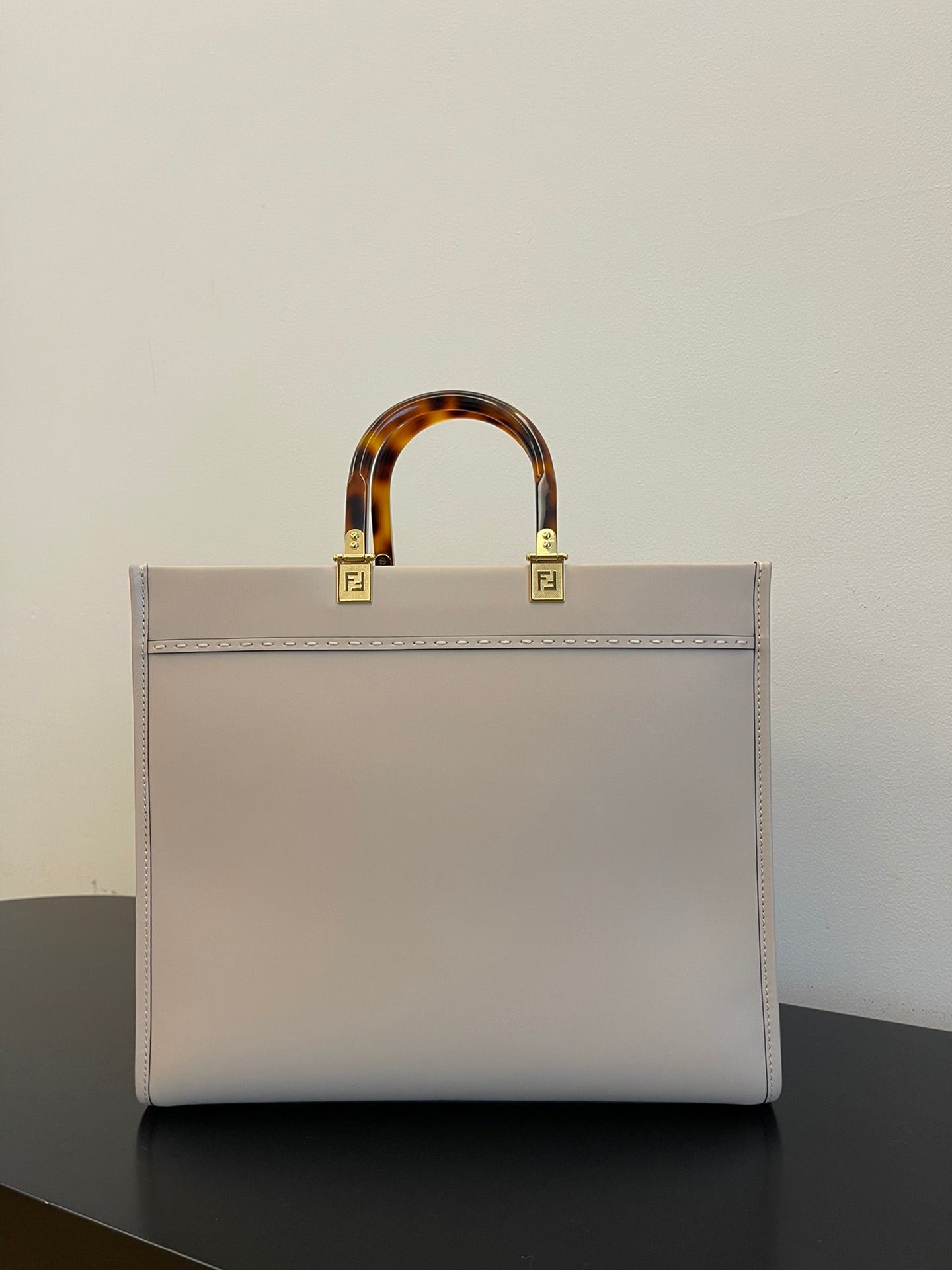 Bolso tote Shine Large 35 EN Piel de becerro Beige crema