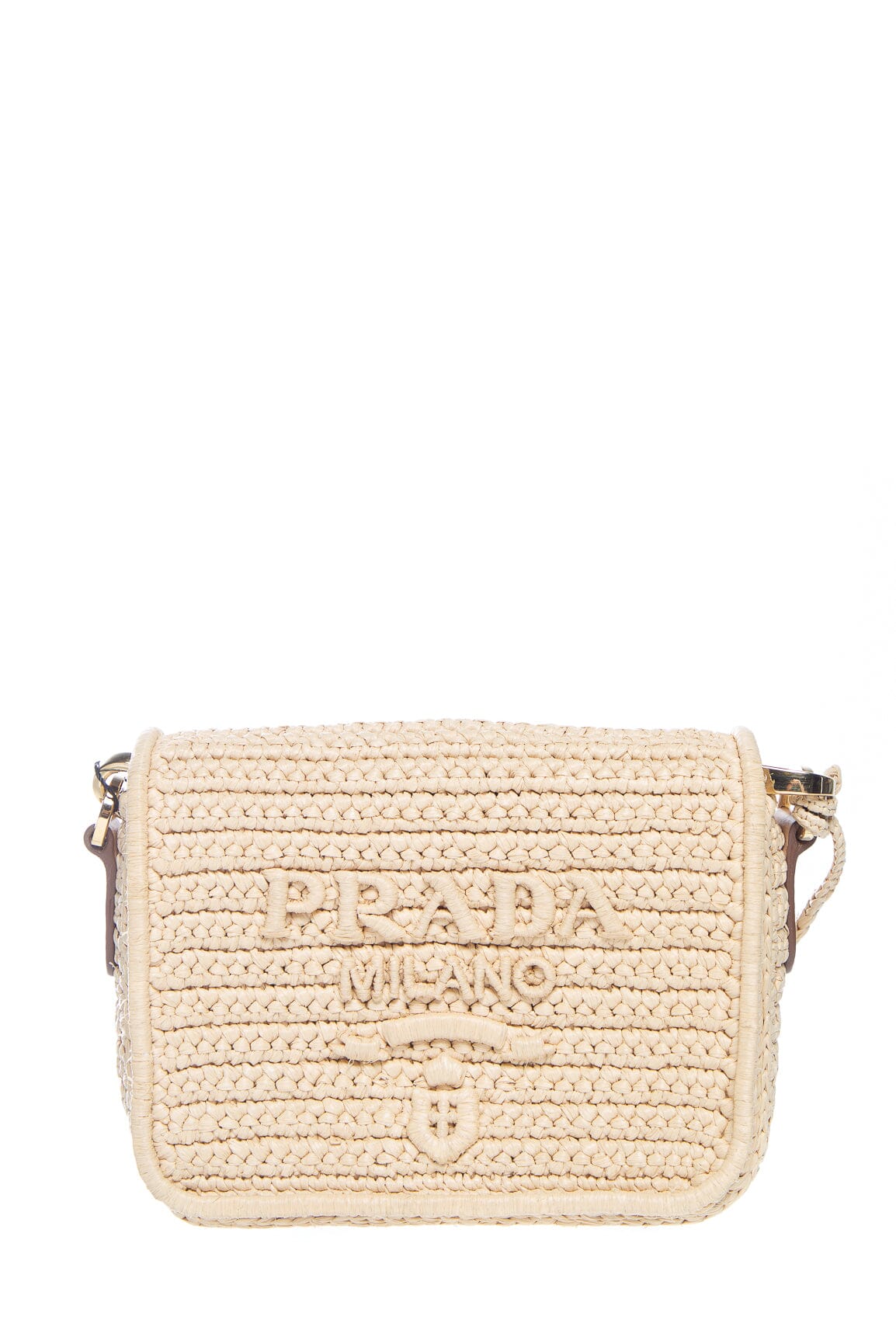 Bolso cruzado con logo Re-edition de rafia natural Prada