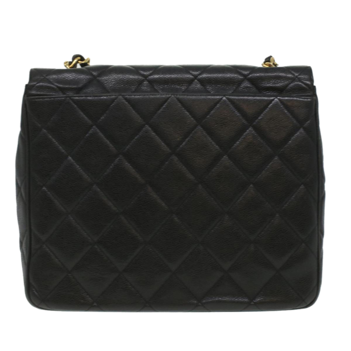 Chanel Bolso de hombro grande Matelasse con cierre de giro de piel Caviar negro CC Auth A