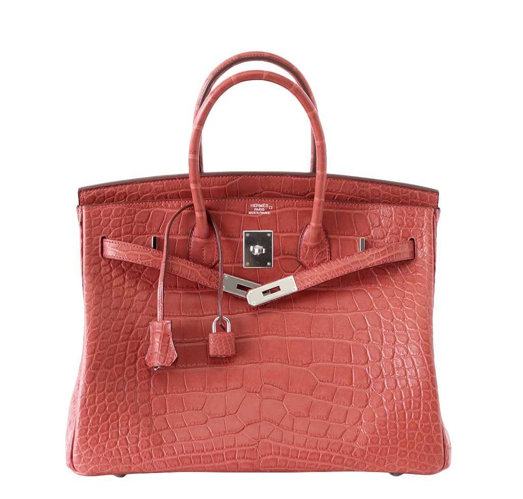 Hermesbirkin 35 Alligator Rose Indienne Bolso de mano