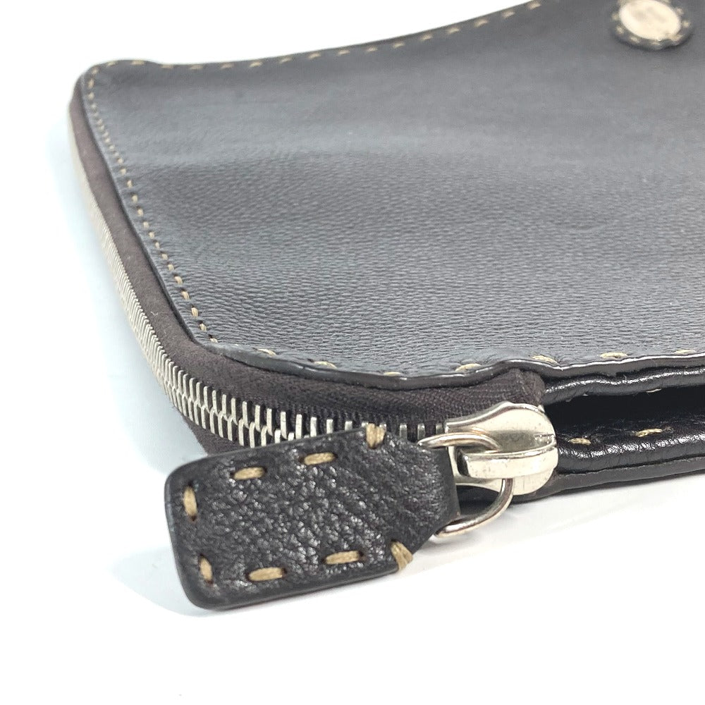 Fendi Bolso clutch Cuero Marrón oscuro Bolso Neceser Celeria Hombre