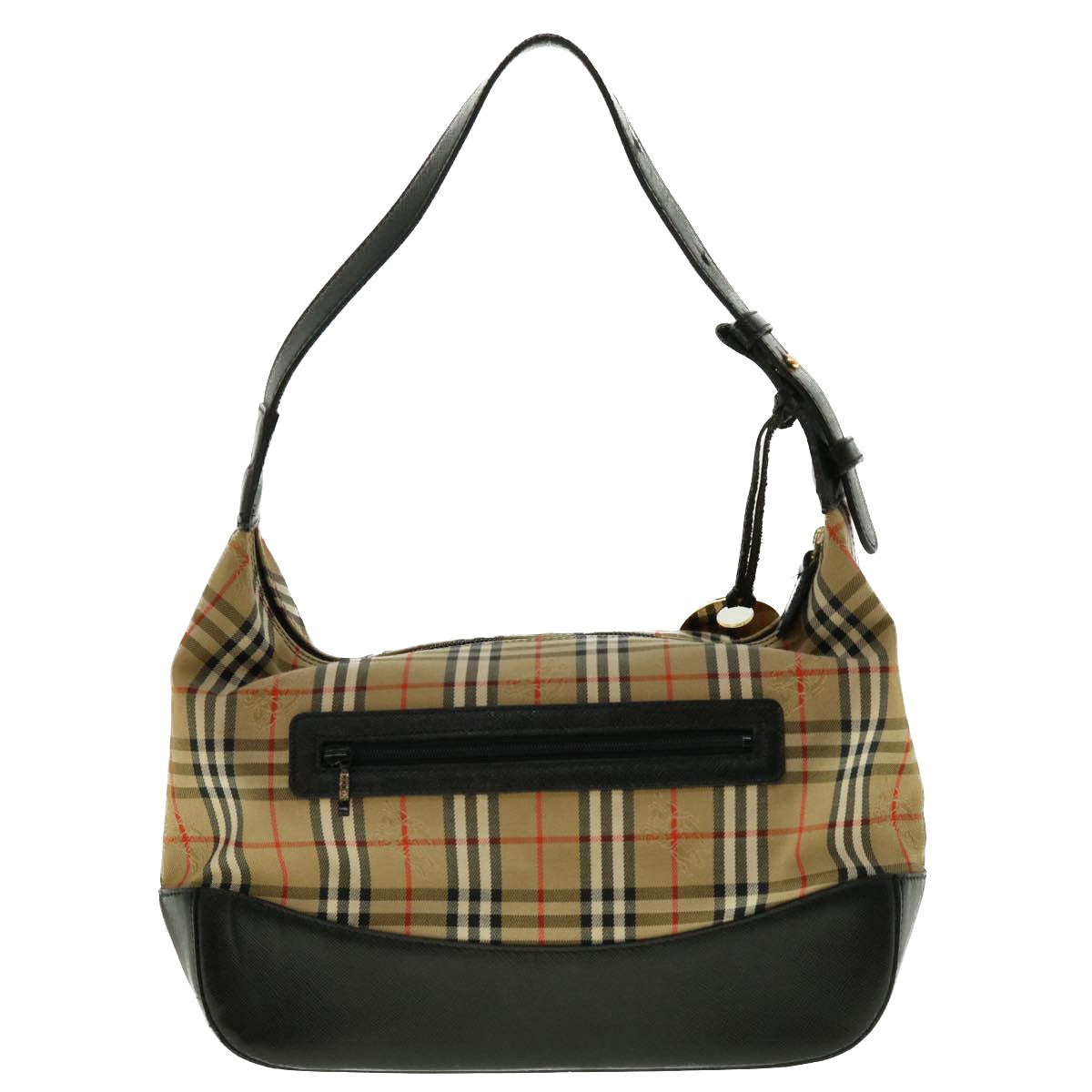 BURBERRYSs Nova Check Hand Bag Nylon Cuero Beige Auth 40354