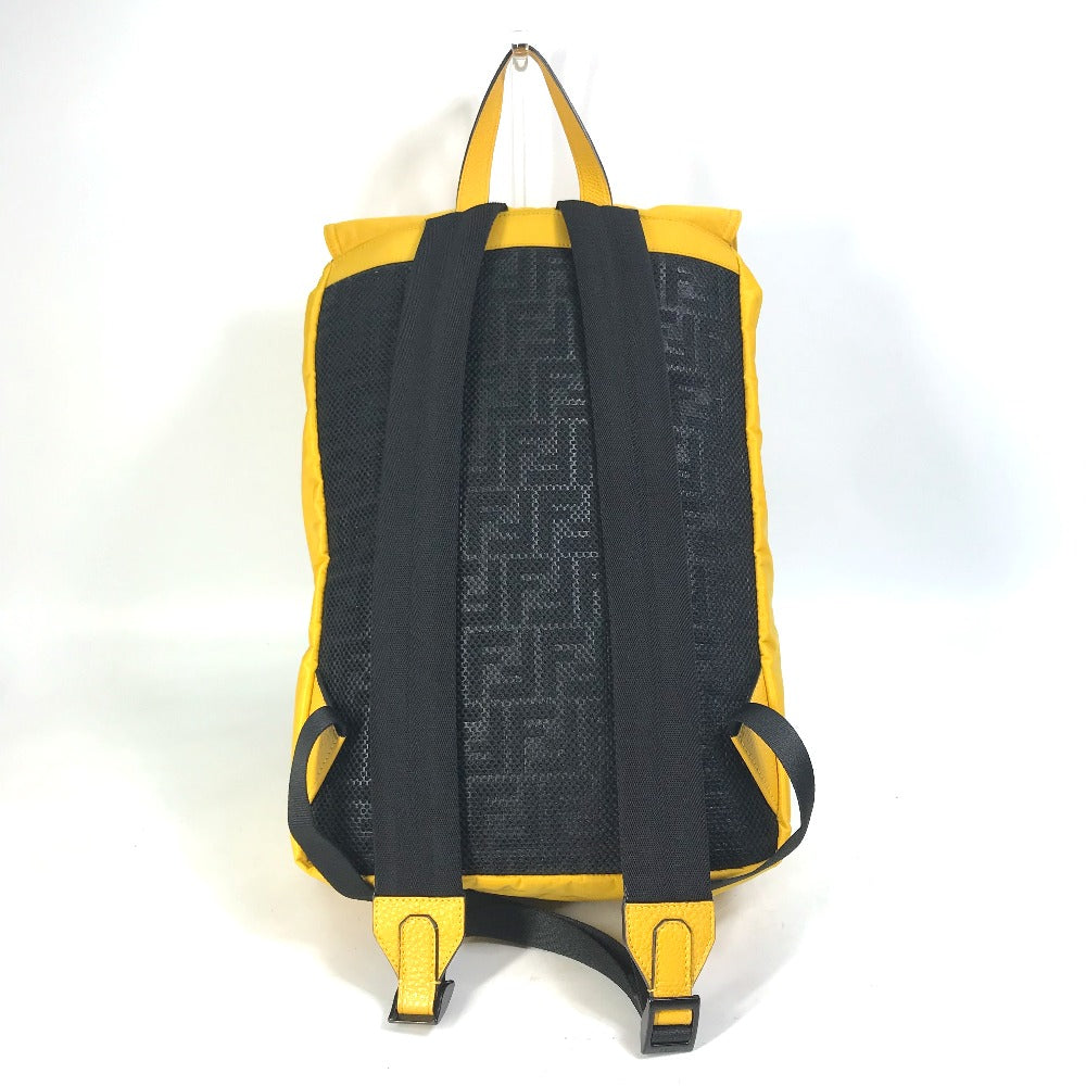 Mochila de nailon / cuero amarillo para hombre Fendi Fendines