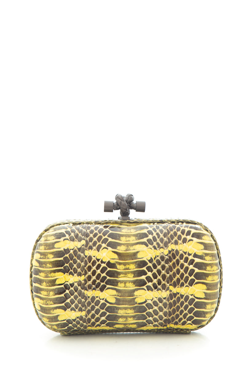 Bottega Veneta Amarillo Python «the Knot» Bolso de fiesta