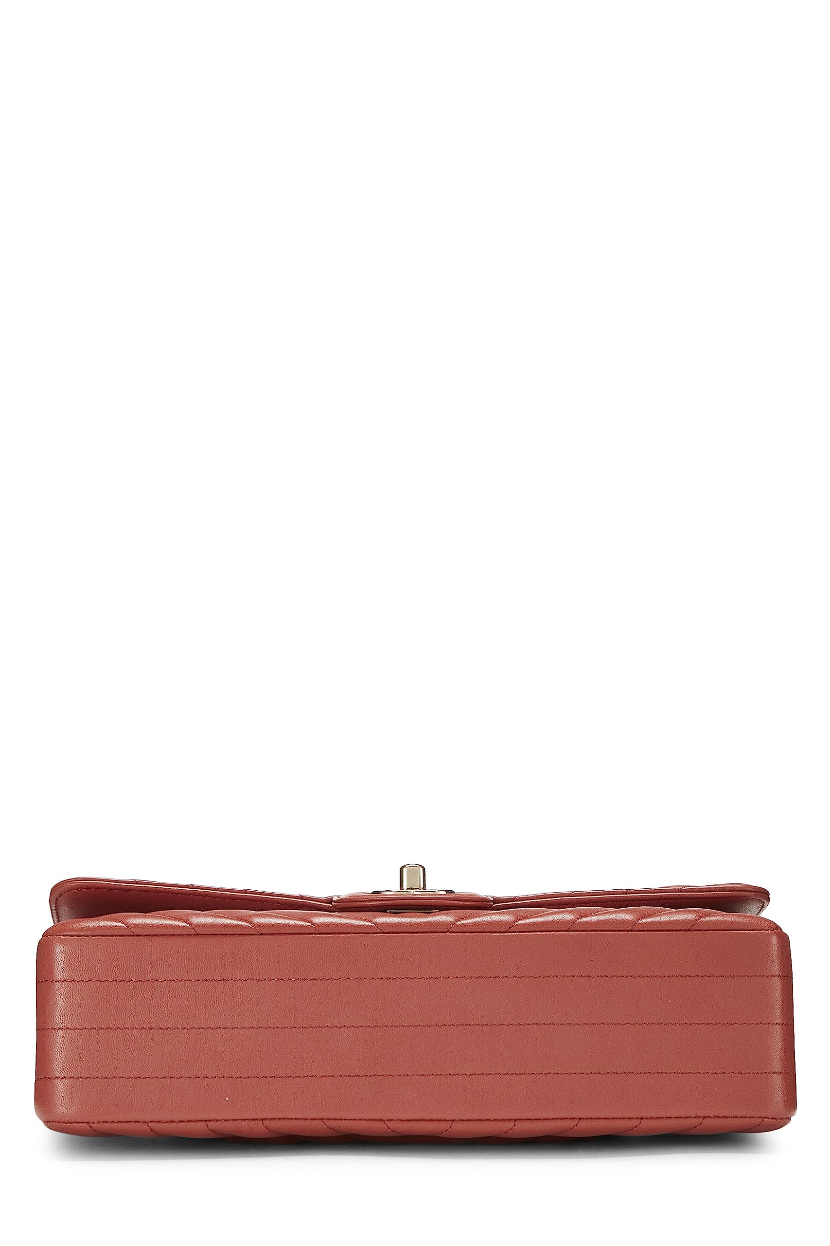 Chl, Naranja Chevron Lambskin Classic Double Flap Mediano, Naranja