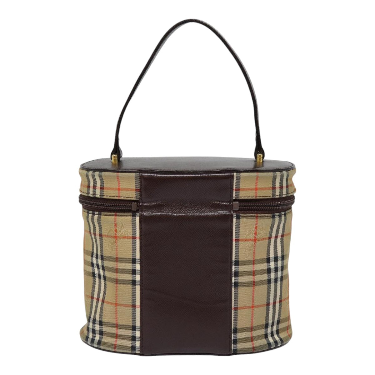 Burberry Nova Check Hand Bag Canvas Beige Dorado Auth 88121