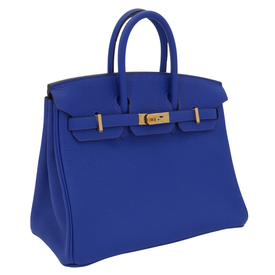 Hermes25cm Birkin Bleu Royal Togo Cuero Herrajes de oro