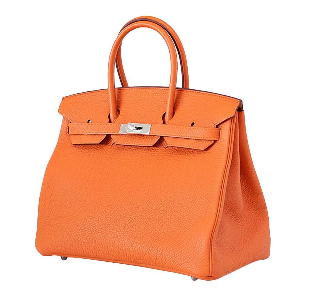 Hermesbirkin 35 Bolso de mano H Orange Cuero Togo