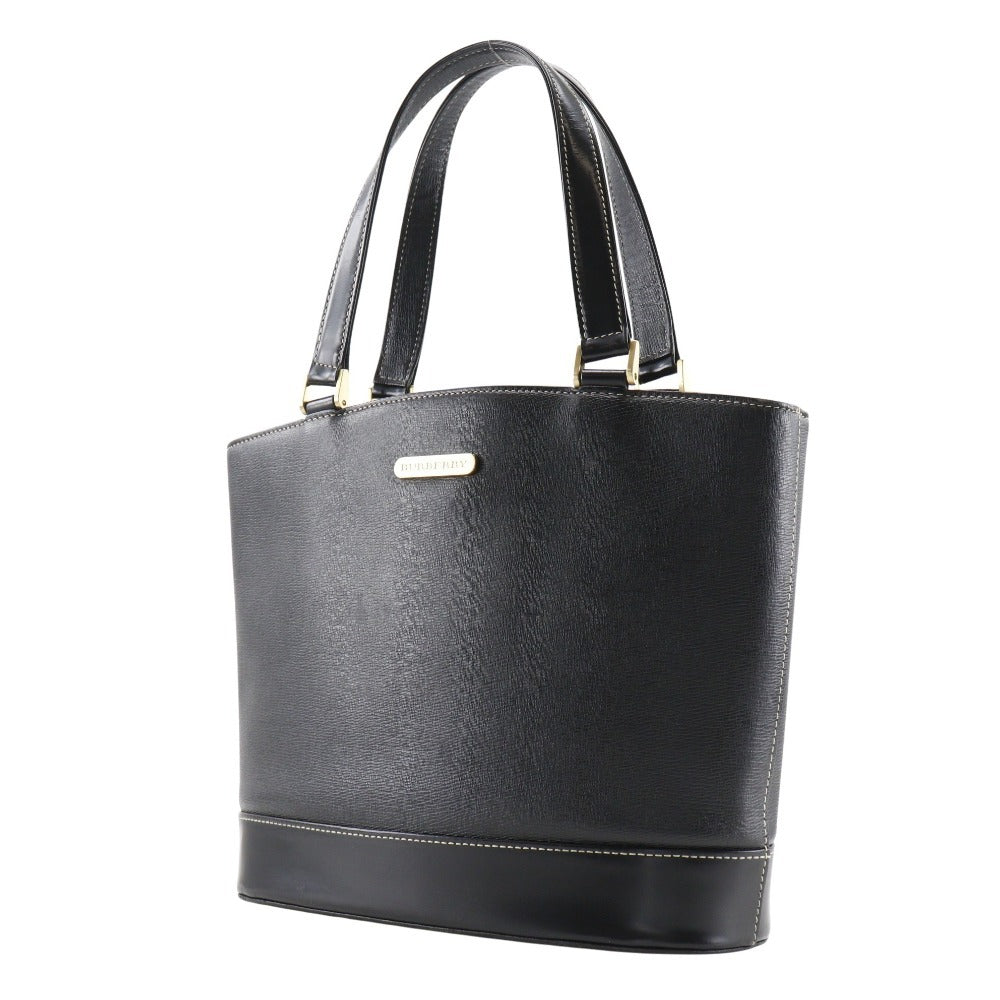 Burberry Calf Logo Plate Tote Bolso Negro