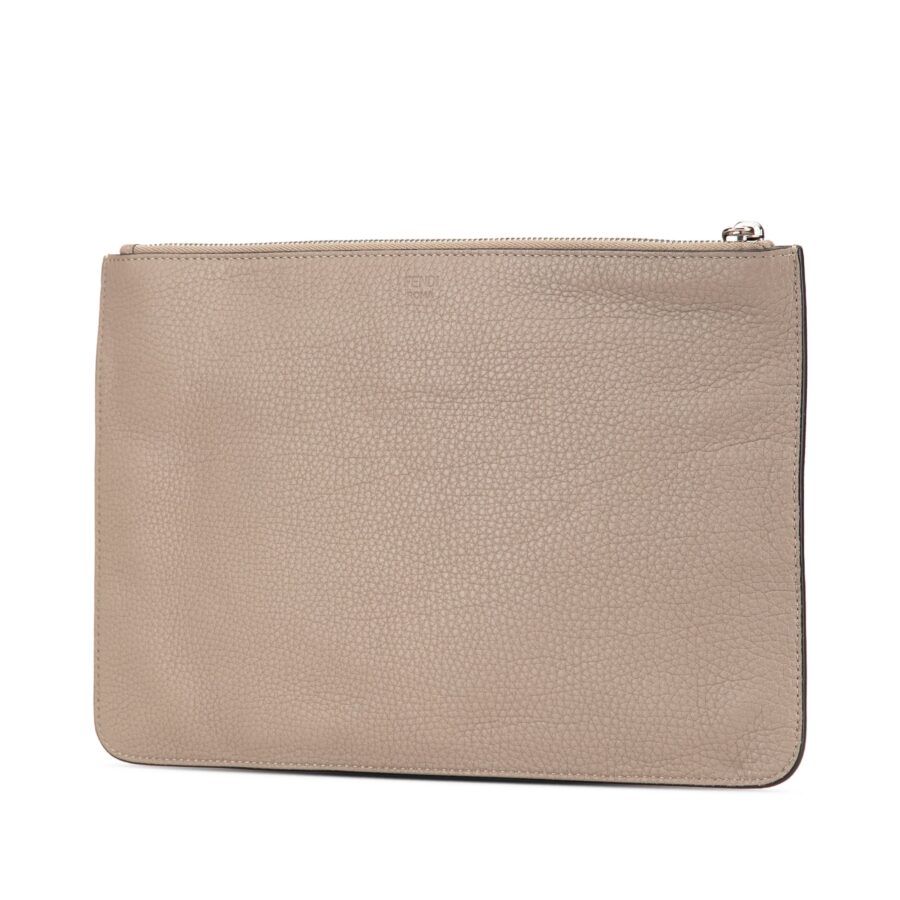 Brown Fendi Sue Tilley Leather Banana Zip Clutch | Studio Nafay