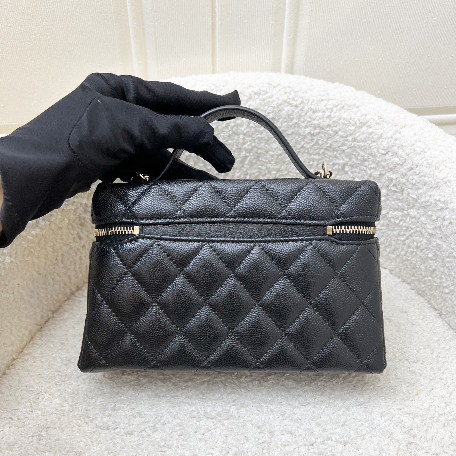 [Local Set – Feb ] Chanel 25C Vanity / Bolso de fiesta con Cadena (LP Style Bag) in Negro Caviar and LGHW (Model: )