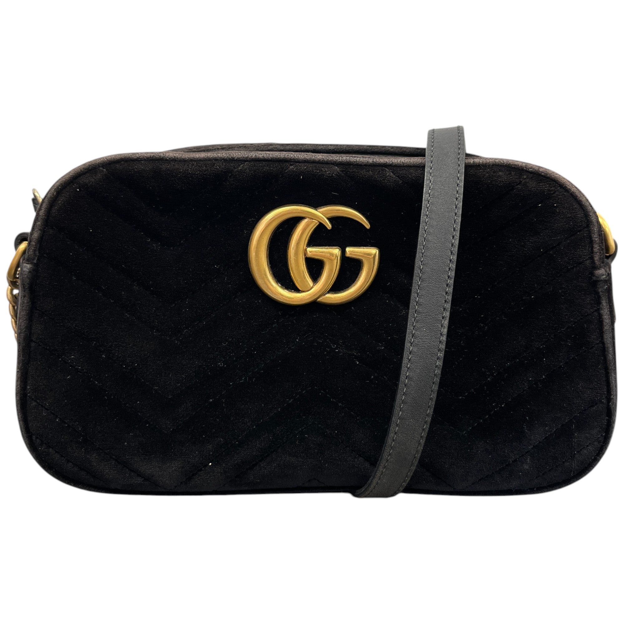 Women’s Velvet Gg Marmont Camera Bag Bolso Negro