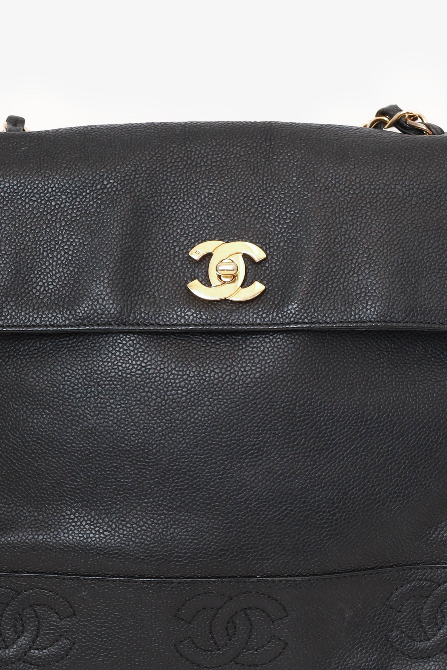 Chanel -97 Black Caviar Leather Triple CC Shoulder Bag