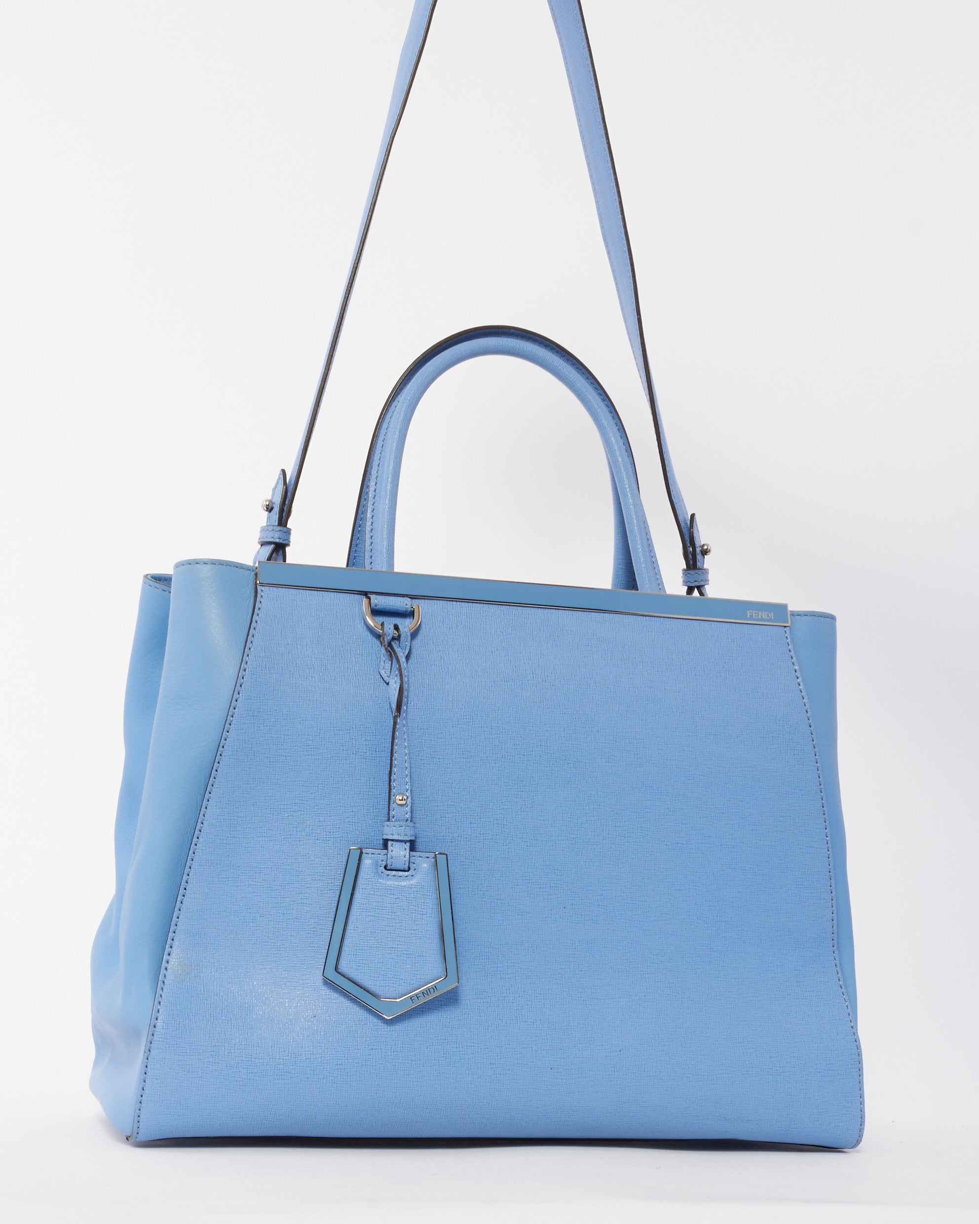 Fendi Bolso tote 2Jours Mediano de Cuero Azul