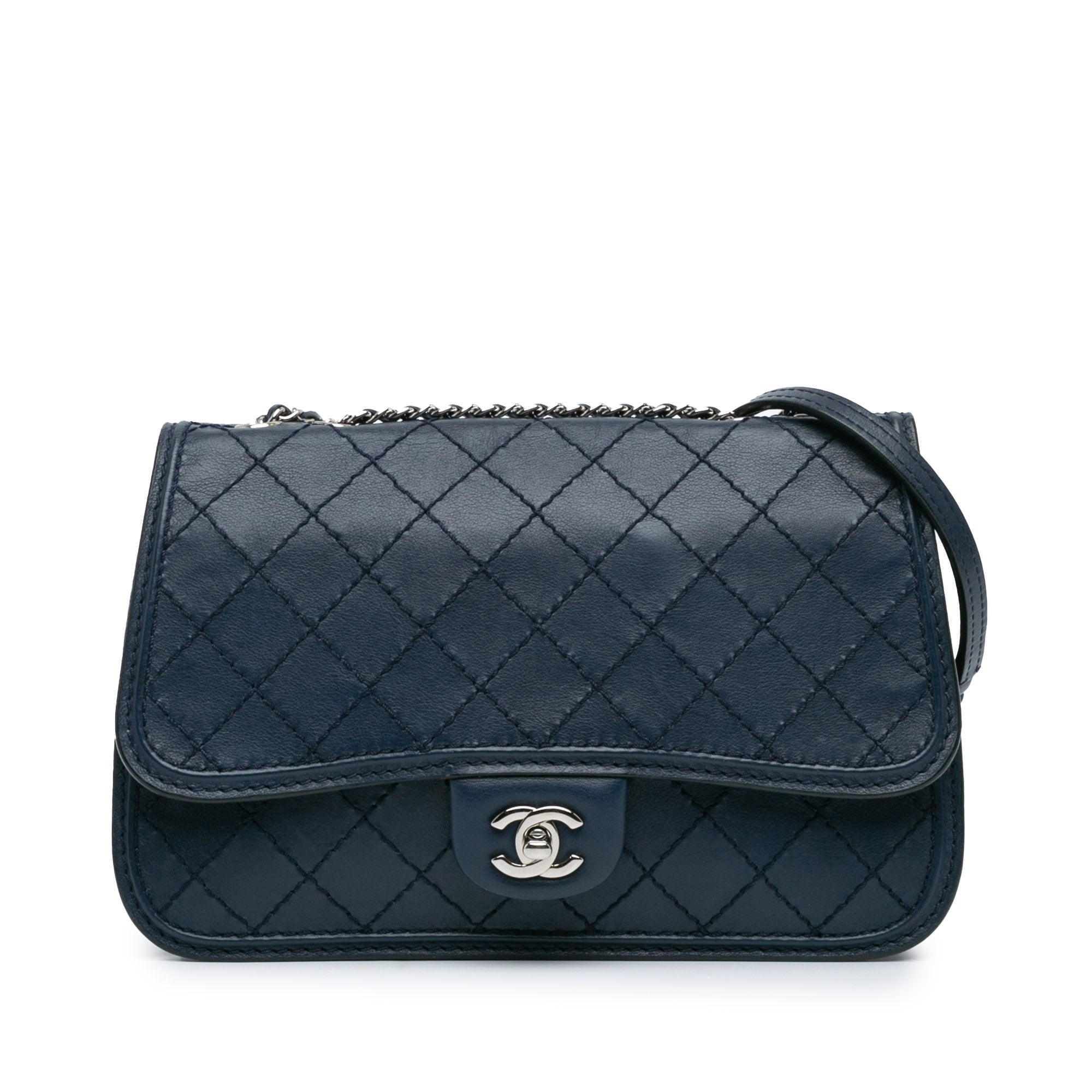 Bolso cruzado Chanel Medium Stitched Calfskin Citizen Flap azul
