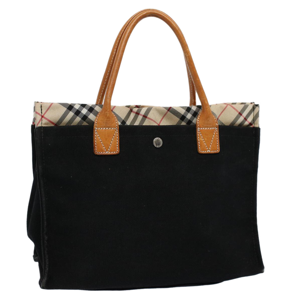 Burberry Azul Label Hand Bag Canvas Negro Auth bs10228