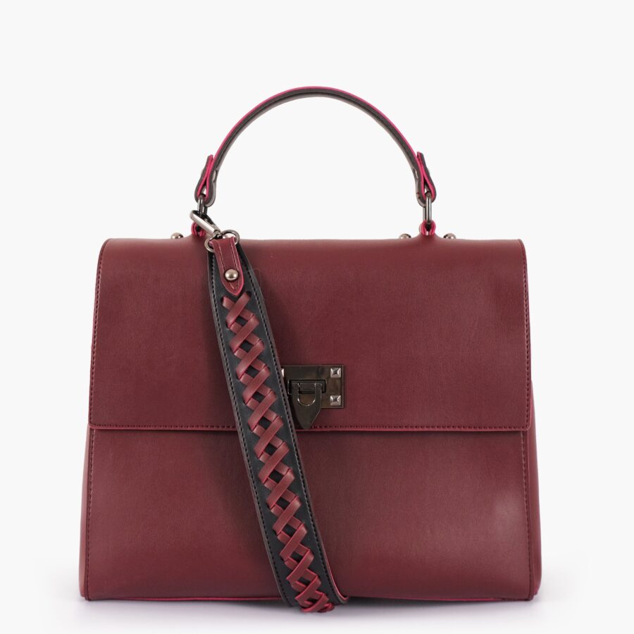 Burgundy flap-over top-handle bag | Studio Nafay