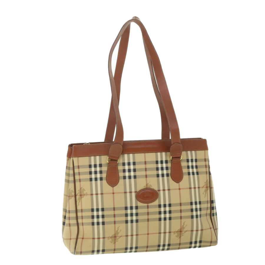 BURBERRYSs Nova Check Tote Bag PVC Leather Beige Auth ep1961 | Studio Nafay