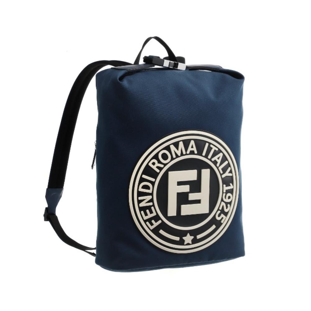 Mochila Fendi Zaino de Lona Azul marino con logotipo estampado