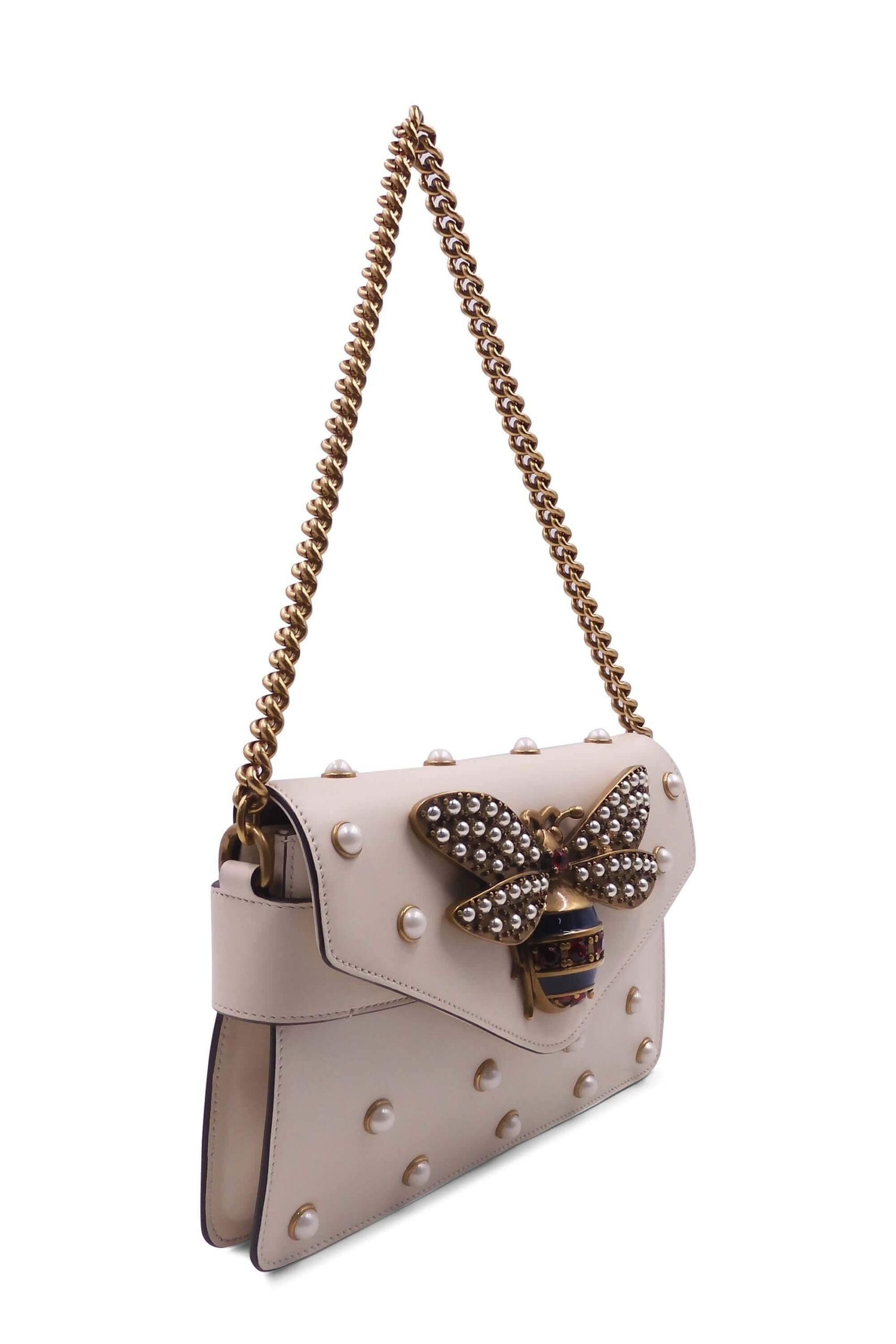 Bolso de hombro Broadway Bee Embellished Blanco