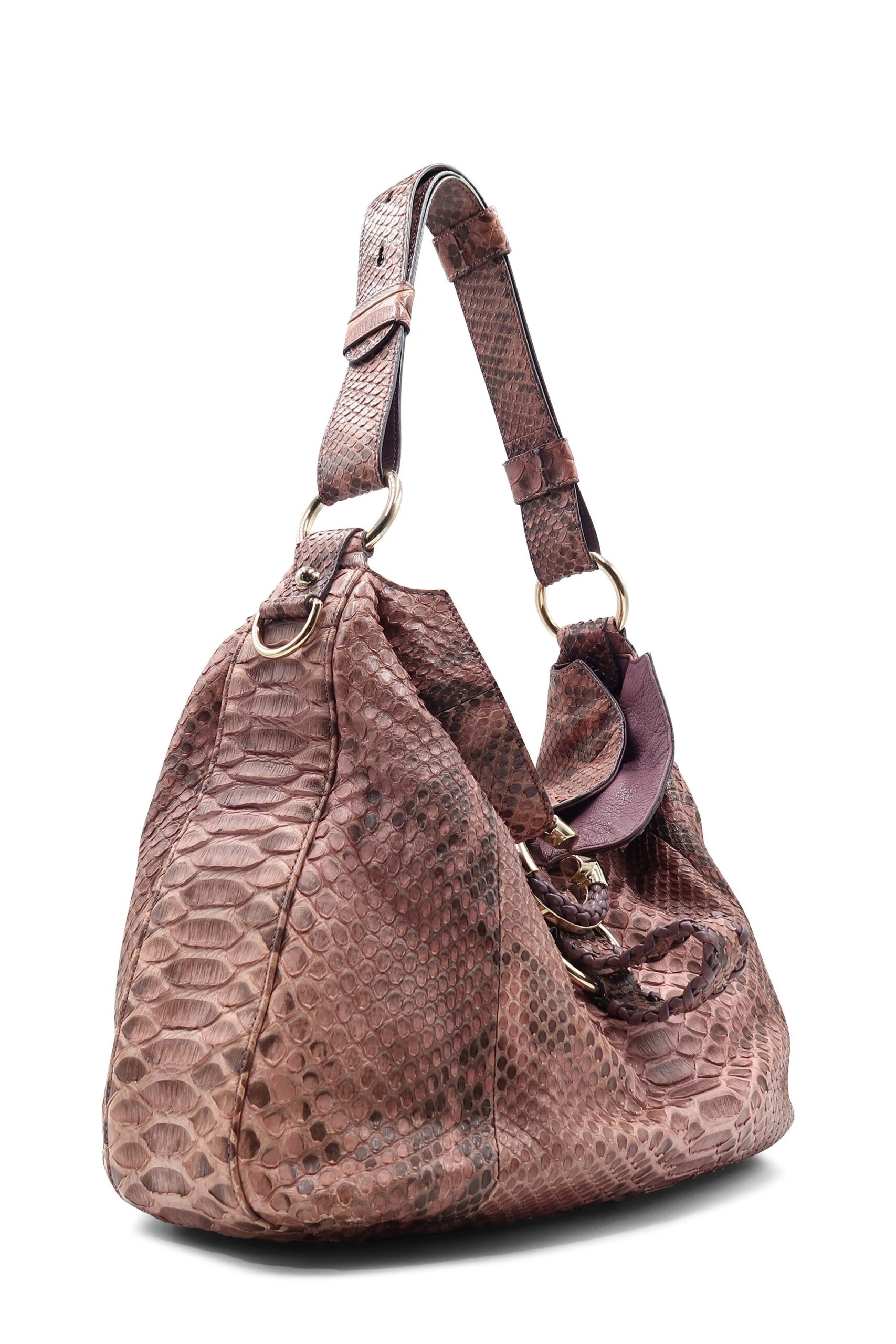 Bolso Hobo G Wave de pitón Malva oscuro