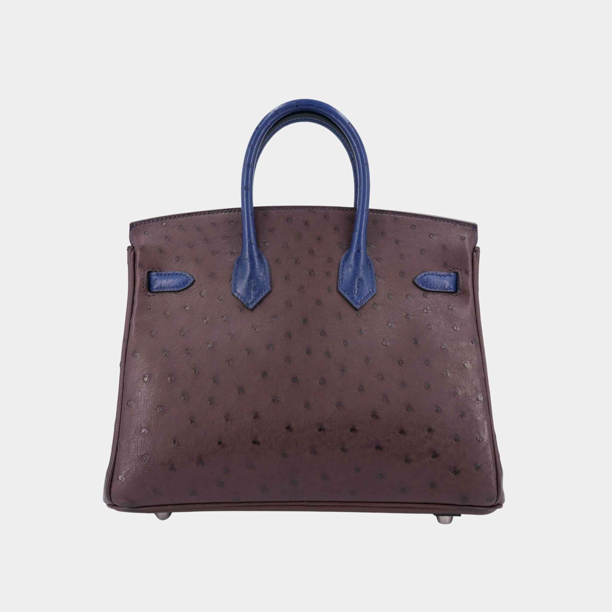 Birkin 25 Avestruz Rouge Sellier/ Bleu Iris PHW