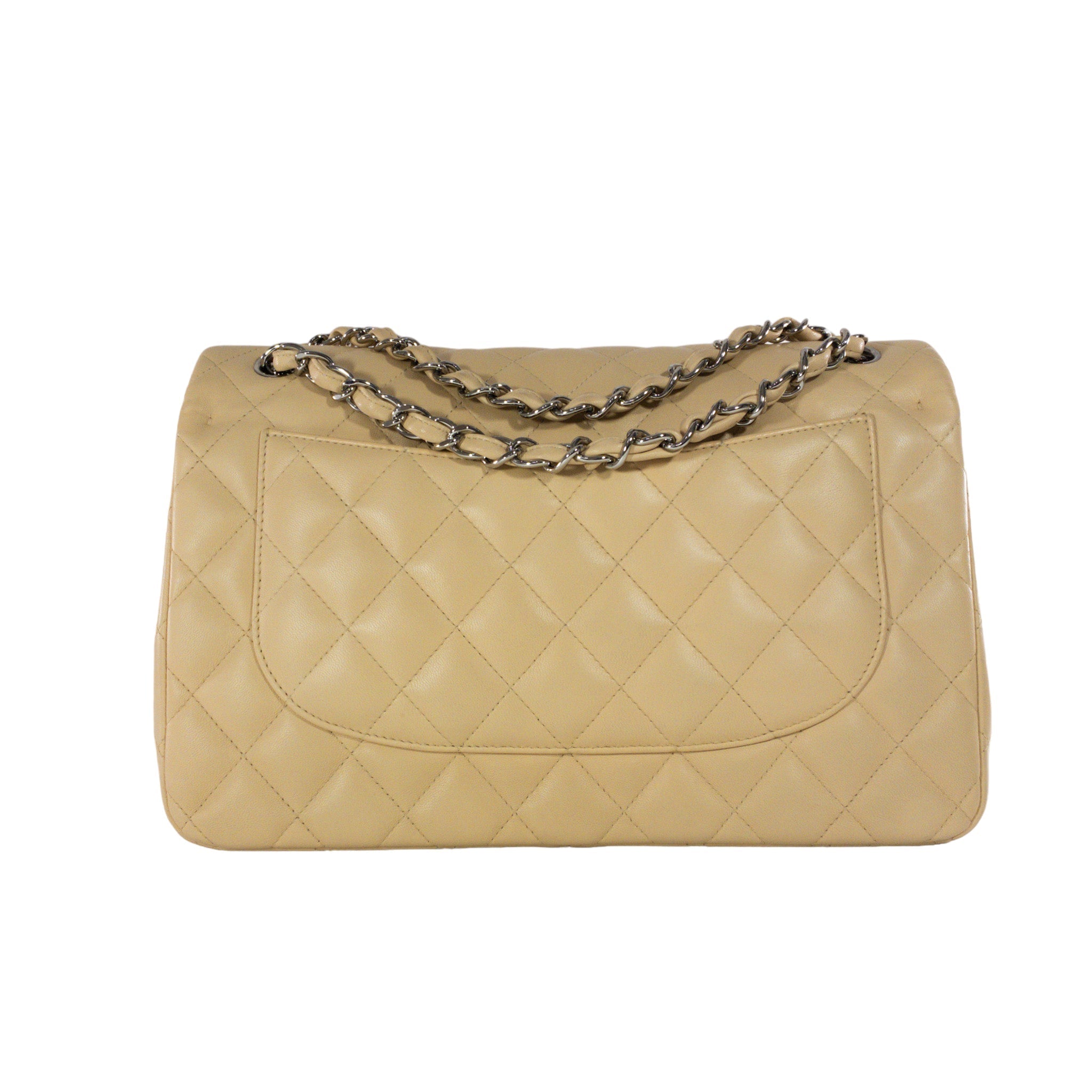 Chanel Classic Flap beige bag – front view