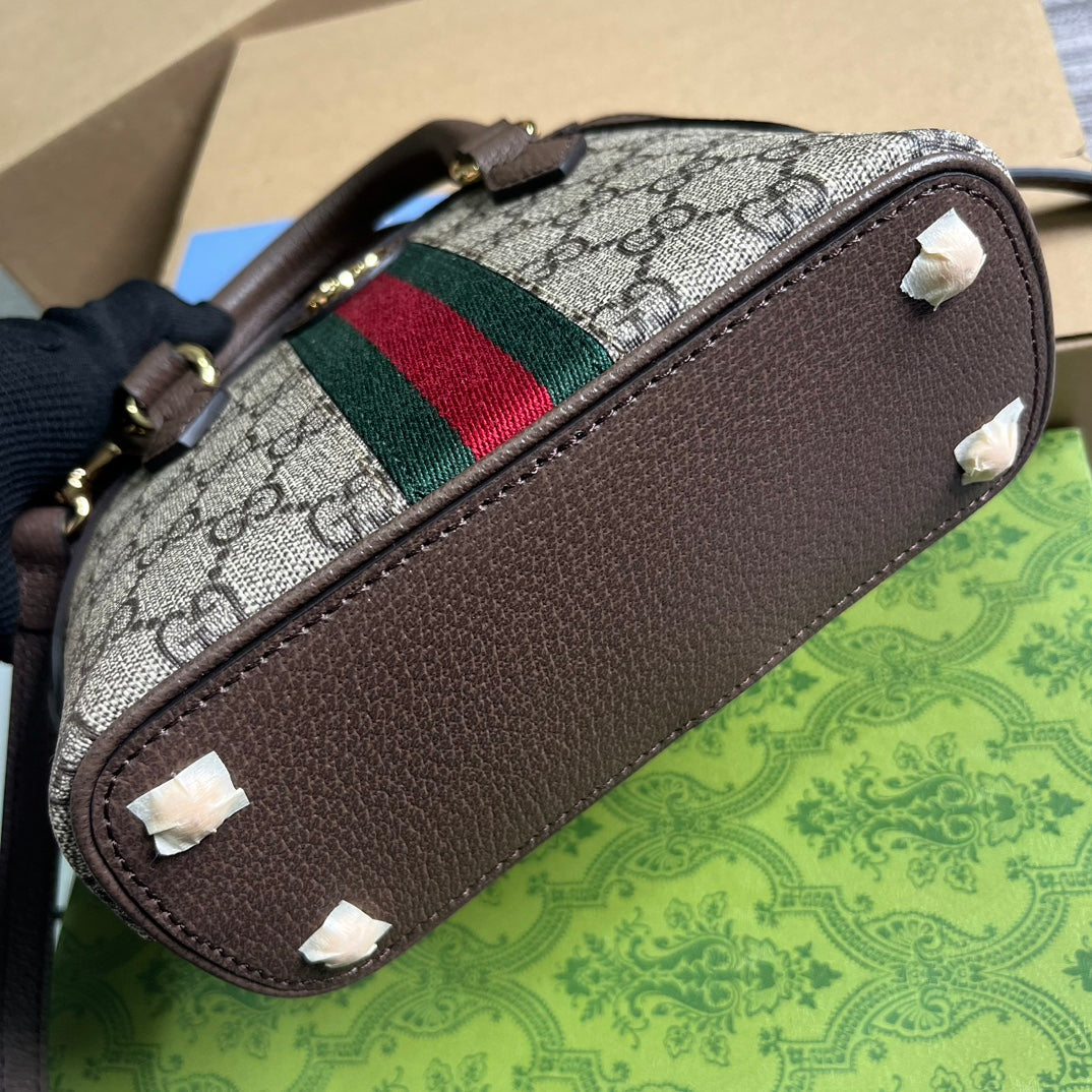 Ophidia GG Bolso de hombro 20 Beige AND Ebony Supreme Lona