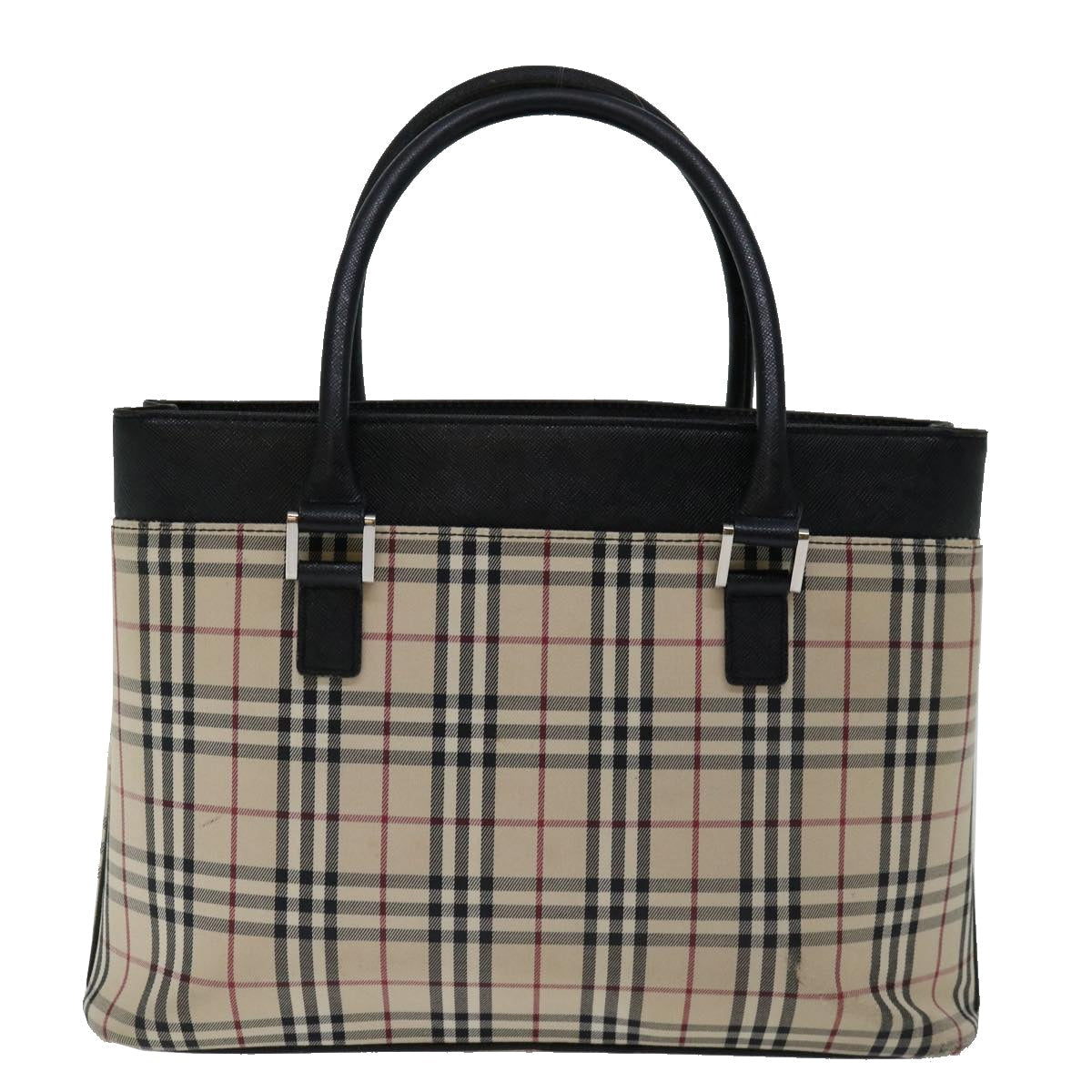 BURBERRY Nova Check Hand Bag Canvas Beige Marrón Auth mr059