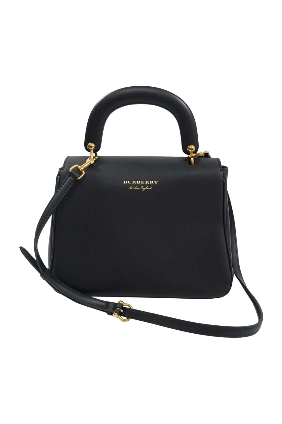 BURBERRY Negro Mediano Trench Cuero DK88 Top Handle Bag con detachable shoulder Correa