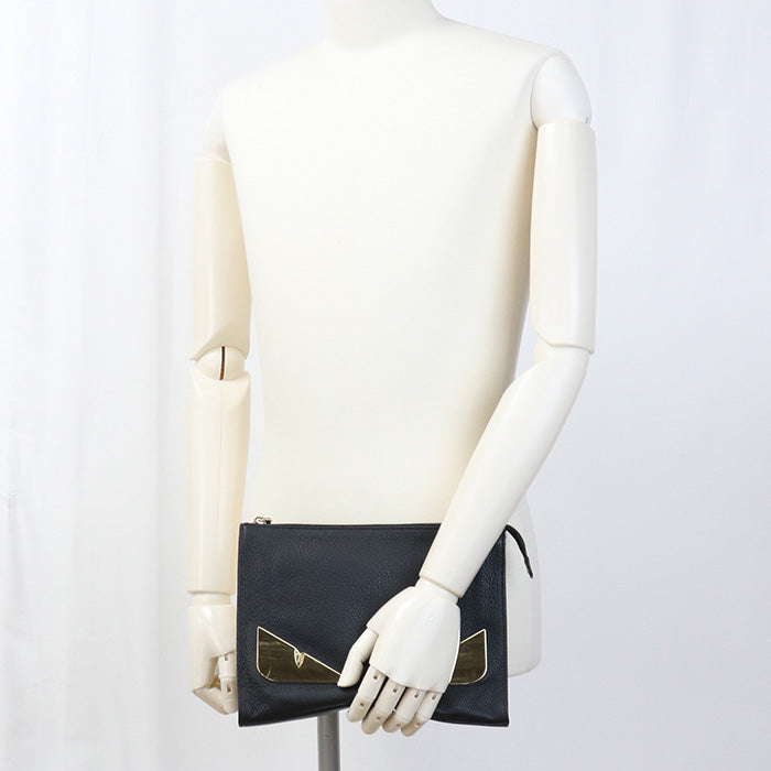 Fendi A7SR Monster Bolso clutch Piel de becerro Negro Mens